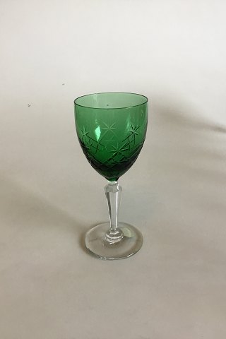 Dansk Glas Hvidvinsglas med grøn cuppa og slibning