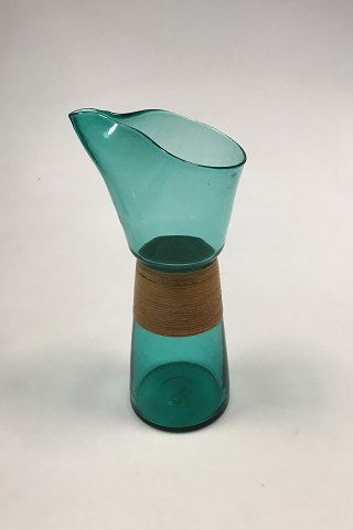 Kastrup Glasværk Opaline form Grøn Kande m/omviklet bambus.