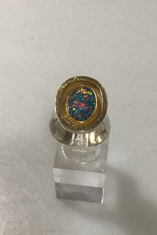 Ole W. Jacobsen Sterling Sølv / Guld ring med opal