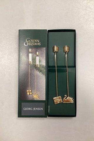 Georg Jensen Golden Christmas Lyseholder - Svane  og Gave 2000