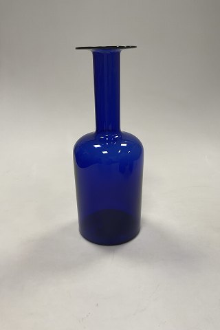 Holmegaard Kunstglas Vase / Flaske af Otto Brauer i blå farve