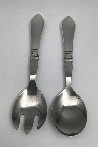 Georg Jensen Sterling Sølv / Stål Antik Salatsæt No. 133