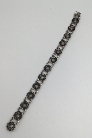 Georg Jensen Sterling Sølv Marguerit Armlænke, sort