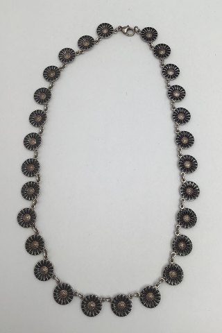 Georg Jensen Sterling Sølv Marguerit Halskæde, sort