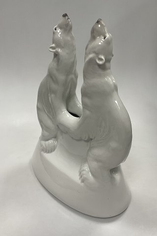 Royal Copenhagen Art Nouveau Krystal Glasur Vase med two isbjørne af Valdemar Engelhardt H80