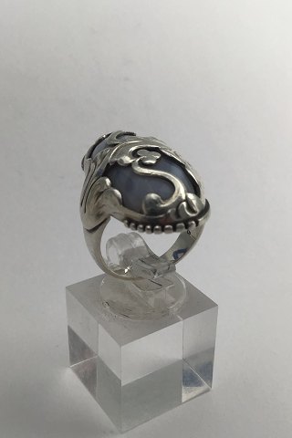 Georg Jensen Sterling Sølv Ring No. 18 Chalcedon Moonlight Blossom
